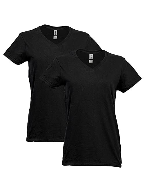 Gildan Women's Heavy Cotton V-Neck T-Shirt, 2-Pack