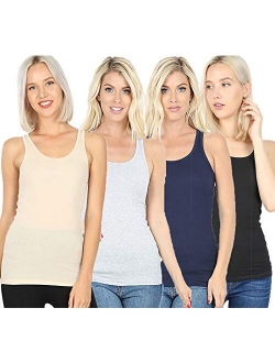 Zenana Outfitters 4 Pack Womens Basic Ribbed Racerback Tank Top