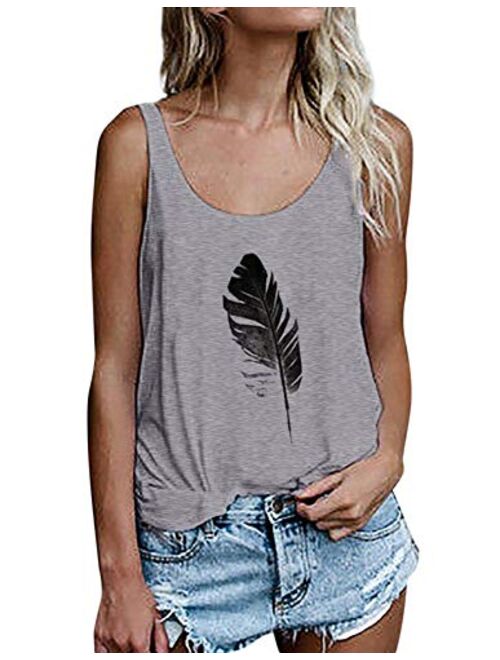 OMSJ Women Shirts Sleeveless Summer Tunic Loose Fit Tank Tops