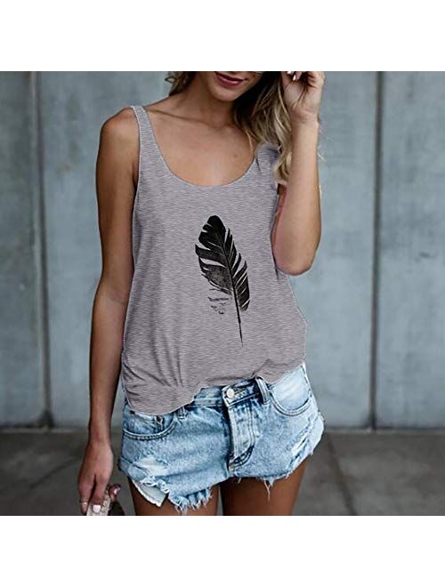 OMSJ Women Shirts Sleeveless Summer Tunic Loose Fit Tank Tops