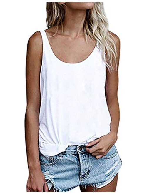 OMSJ Women Shirts Sleeveless Summer Tunic Loose Fit Tank Tops