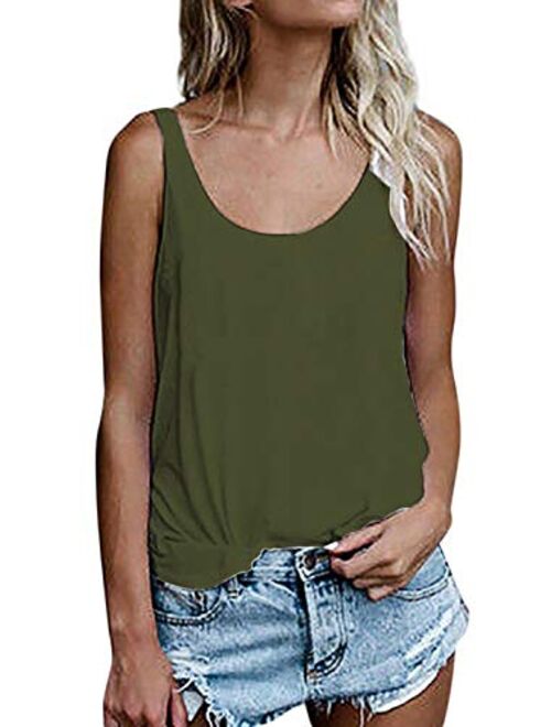 OMSJ Women Shirts Sleeveless Summer Tunic Loose Fit Tank Tops