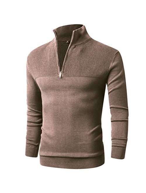 LTIFONE Men Sweater,Slim Zipper,Polo Sweater Casual Long Sleeve and Pullover with Ribbing Edge