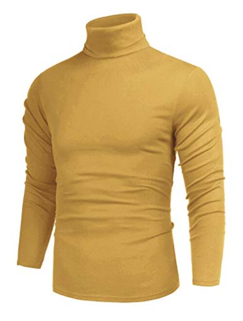 poriff Men's Casual Slim Fit Basic Tops Knitted Thermal Turtleneck Pullover Sweater