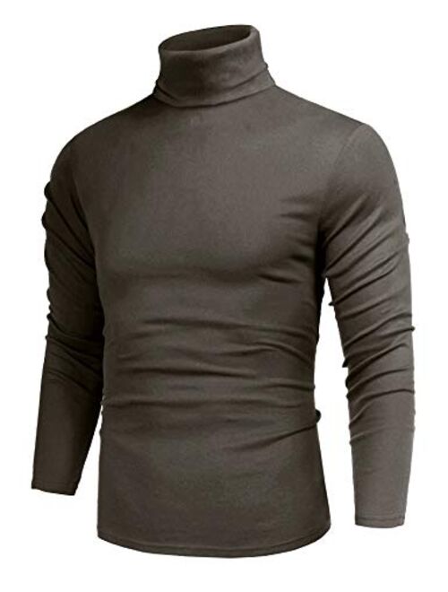 poriff Men's Casual Slim Fit Basic Tops Knitted Thermal Turtleneck Pullover Sweater