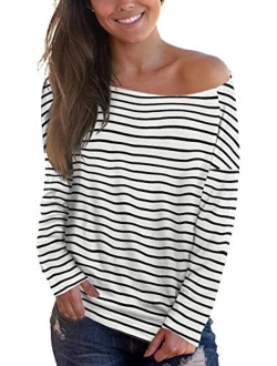 Sipaya Womens Loose Fit T Shirts Batwing Sleeve Off The Shoulder Tops