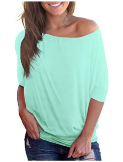 Sipaya Womens Loose Fit T Shirts Batwing Sleeve Off The Shoulder Tops