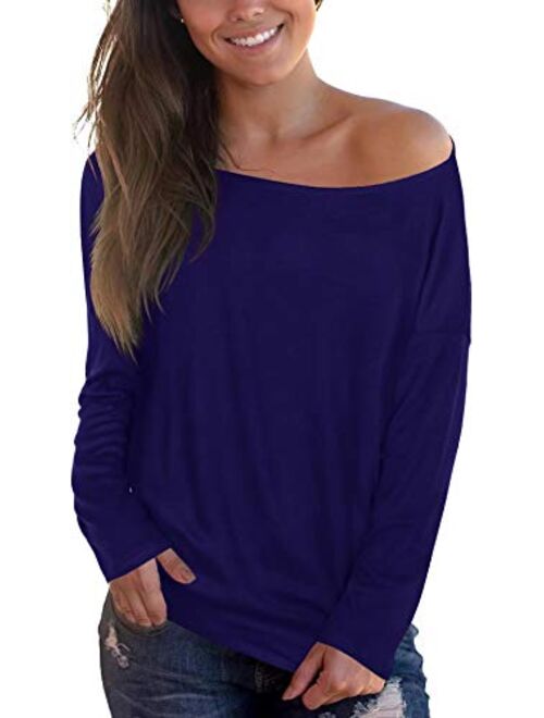 Sipaya Womens Loose Fit T Shirts Batwing Sleeve Off The Shoulder Tops