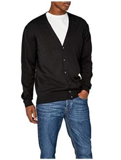 Henbury Mens V Neck Button Fine Knit Cardigan