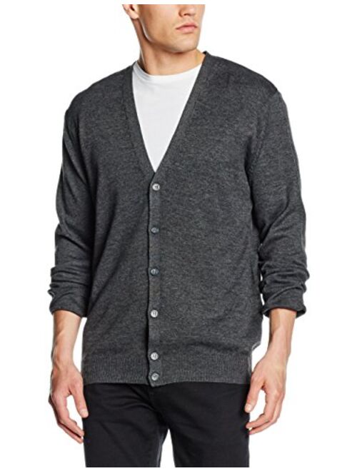 Henbury Mens V Neck Button Fine Knit Cardigan