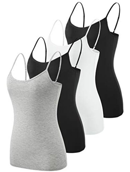 ROSYLINE Adjustable Camisoles Women Basic Undershirt Spaghetti Strap Tank Top 4 Pack