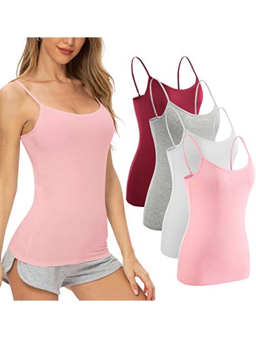 ROSYLINE Adjustable Camisoles Women Basic Undershirt Spaghetti Strap Tank Top 4 Pack