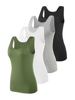 ROSYLINE Stretch Tank Tops for Women Basic Undershirt Slim-Fit 3-4 Pack