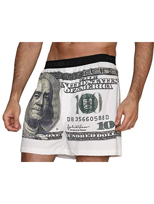 Fun Boxers Mens Cotton Elastic Waist Fun Prints Boxer Shorts