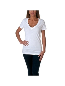 Next Level Women's CVC Deep V-Neck Short Sleeve Tee Shirt