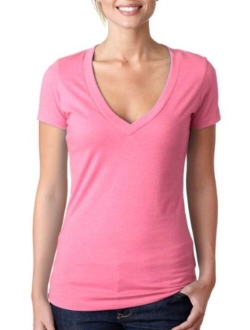 Next Level Women's CVC Deep V-Neck Short Sleeve Tee Shirt