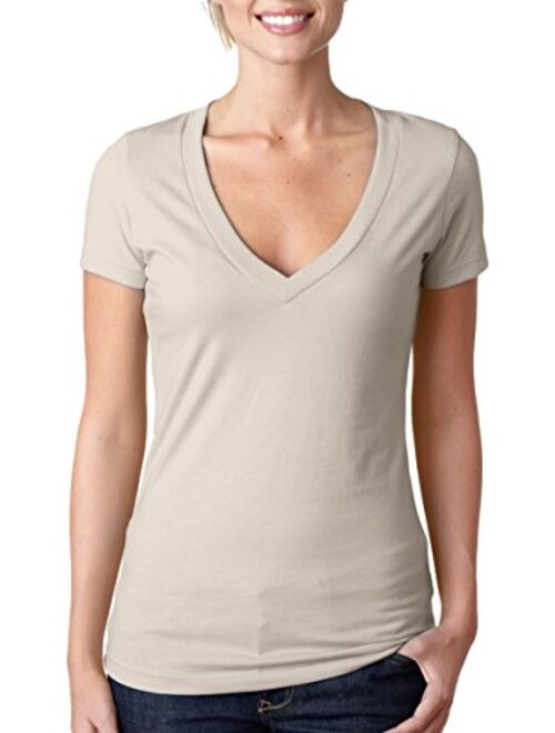 Next Level Women's CVC Deep V-Neck Short Sleeve Tee Shirt