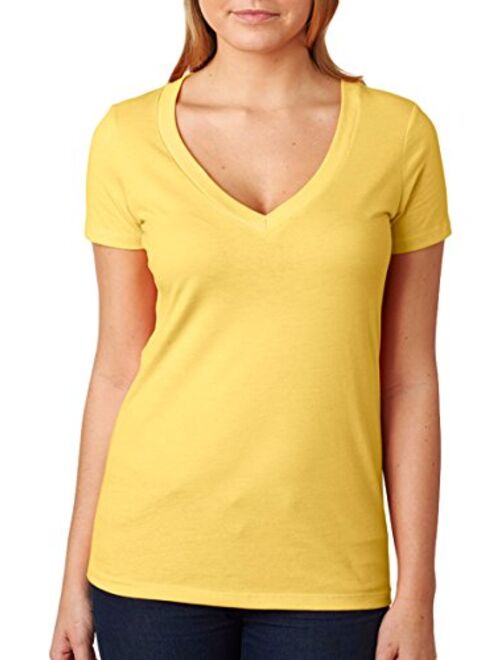 Next Level Women's CVC Deep V-Neck Short Sleeve Tee Shirt