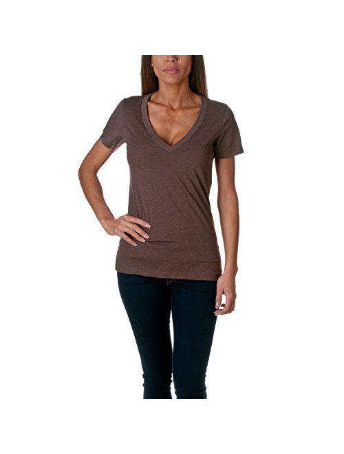 Next Level Women's CVC Deep V-Neck Short Sleeve Tee Shirt