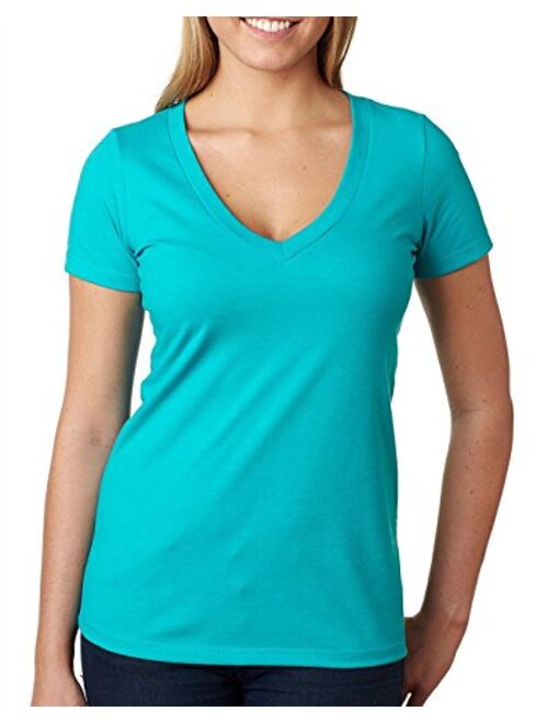 Next Level Women's CVC Deep V-Neck Short Sleeve Tee Shirt