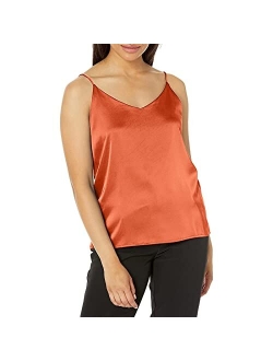 Sexy Women's Silk Tank Top Ladies Camisole Silky Loose Sleeveless Blouse Tank Shirt with Soft Satin