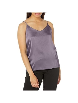 Sexy Women's Silk Tank Top Ladies Camisole Silky Loose Sleeveless Blouse Tank Shirt with Soft Satin