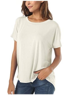 Herou Summer Short Sleeve High Low Loose T Shirt Basic Tees Casual Tops for Wome