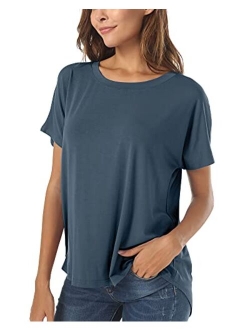 Herou Summer Short Sleeve High Low Loose T Shirt Basic Tees Casual Tops for Wome