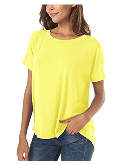 Herou Summer Short Sleeve High Low Loose T Shirt Basic Tees Casual Tops for Wome