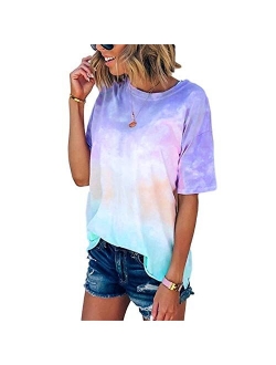 Womens 80s T-Shirt Print Casual Color Lips Graphic Tees Short Sleeve Summer Tops with Funny Graphic