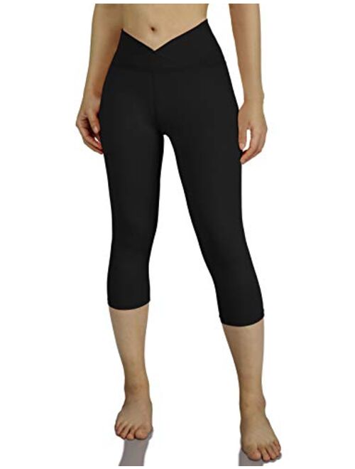 ODODOS Women's Cross Waist Yoga Leggings, Workout Running Gym Leggings