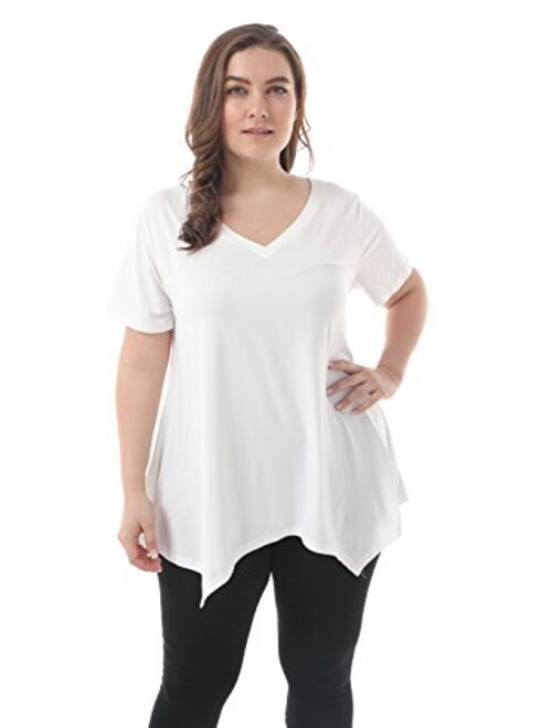 ZERDOCEAN Women Plus Size Printed Short Sleeves Tunic Tops Flowy T Shirt