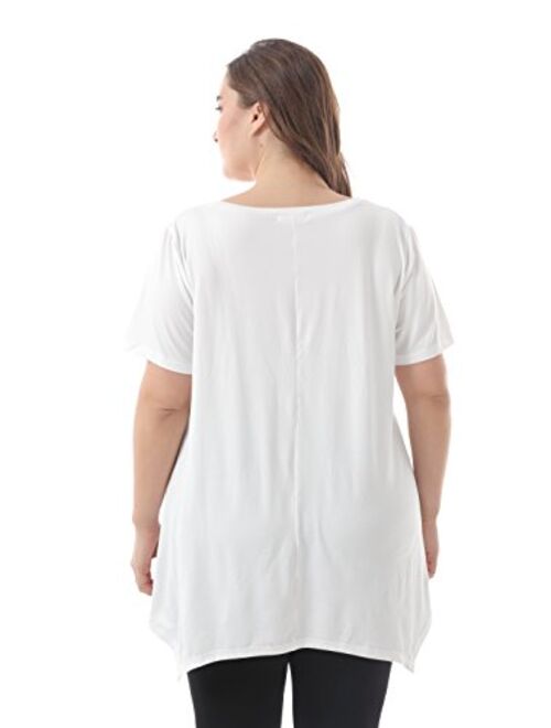 ZERDOCEAN Women Plus Size Printed Short Sleeves Tunic Tops Flowy T Shirt