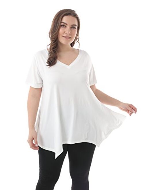 ZERDOCEAN Women Plus Size Printed Short Sleeves Tunic Tops Flowy T Shirt