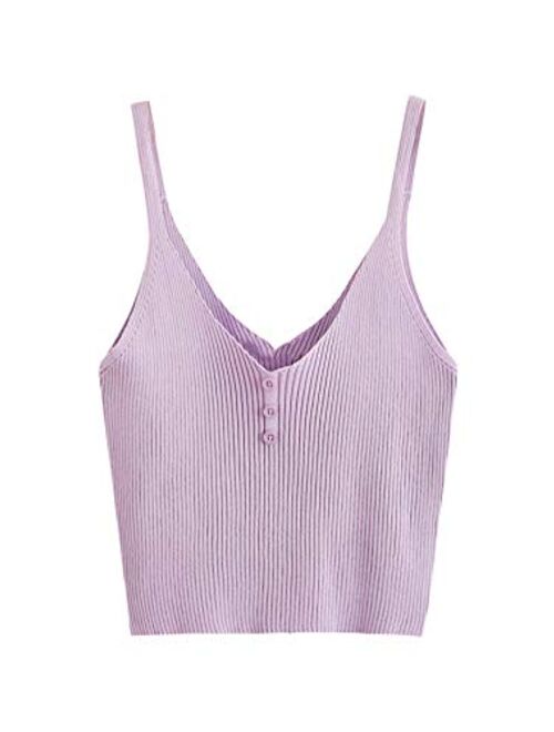 SweatyRocks Women's Ribbed Knit Crop Tank Top Spaghetti Strap Camisole Vest Tops