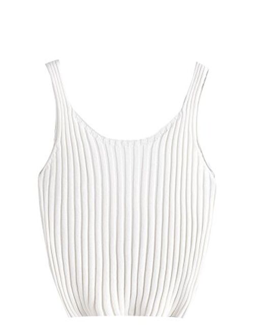 SweatyRocks Women's Ribbed Knit Crop Tank Top Spaghetti Strap Camisole Vest Tops