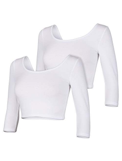 Womens Trendy Solid Color Basic Scooped Neck and Back Crop Top