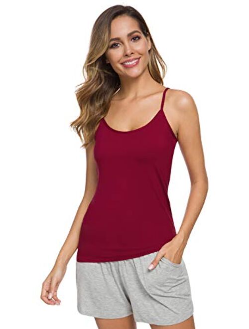 Le Nepho Basic Cami Women Stretch Camisole Spaghetti Strap Tank Top 4-Pack