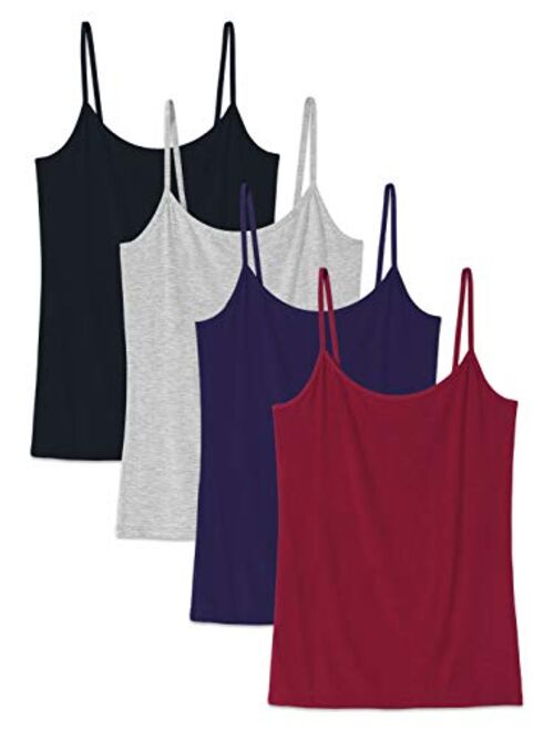 Le Nepho Basic Cami Women Stretch Camisole Spaghetti Strap Tank Top 4-Pack