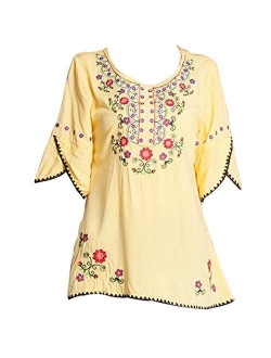 Ashir Aley Womens Girls Embroidered Peasant Tops Mexican Bohemian Blouses