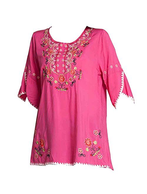 Ashir Aley Womens Girls Embroidered Peasant Tops Mexican Bohemian Blouses