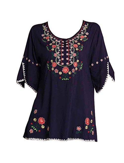 Ashir Aley Womens Girls Embroidered Peasant Tops Mexican Bohemian Blouses