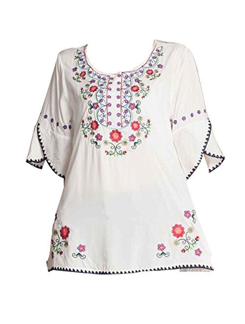 Ashir Aley Womens Girls Embroidered Peasant Tops Mexican Bohemian Blouses