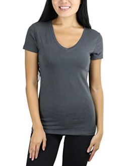 ToBeInStyle Women's Short Sleeve V-Neck Basic T-Shirt