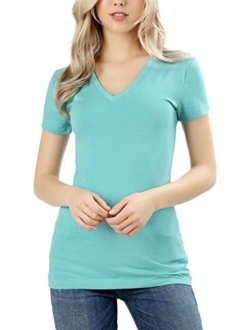 ToBeInStyle Women's Short Sleeve V-Neck Basic T-Shirt