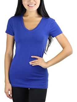 ToBeInStyle Women's Short Sleeve V-Neck Basic T-Shirt