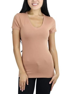 ToBeInStyle Women's Short Sleeve V-Neck Basic T-Shirt