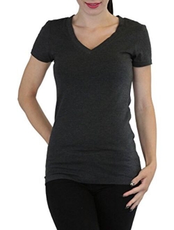 ToBeInStyle Women's Short Sleeve V-Neck Basic T-Shirt