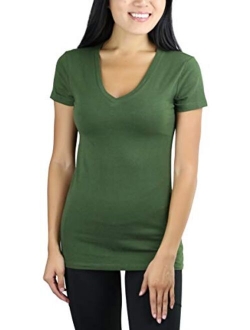 ToBeInStyle Women's Short Sleeve V-Neck Basic T-Shirt