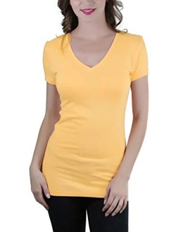 ToBeInStyle Women's Short Sleeve V-Neck Basic T-Shirt